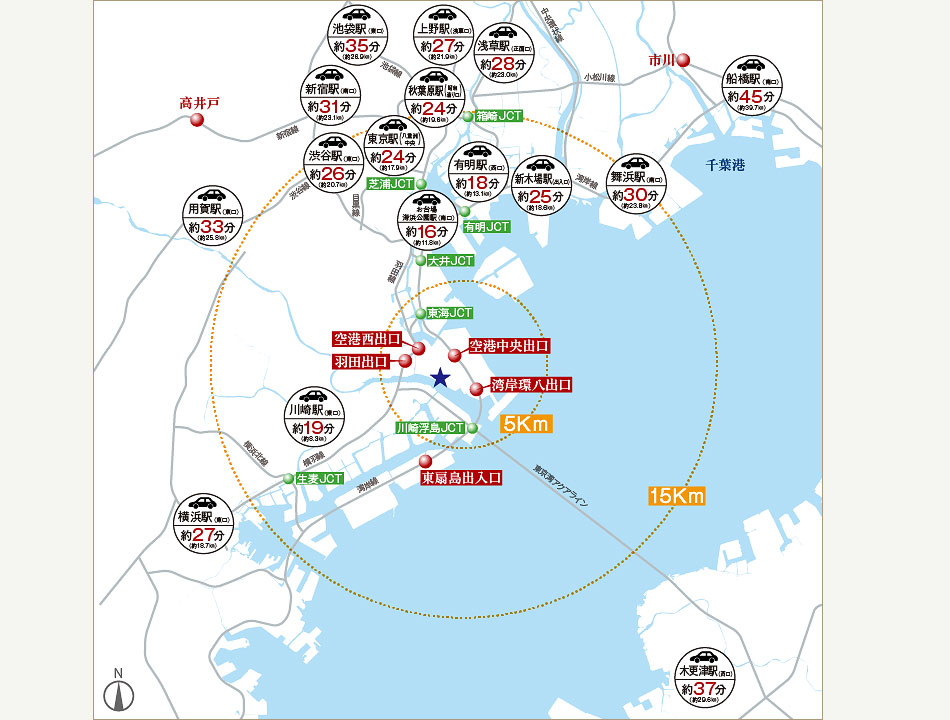 車でお越しの方